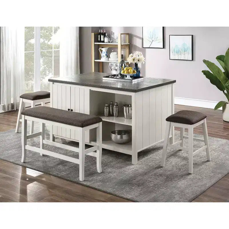 Wood Upholstered Counter Height Bench 41"W x 26"H