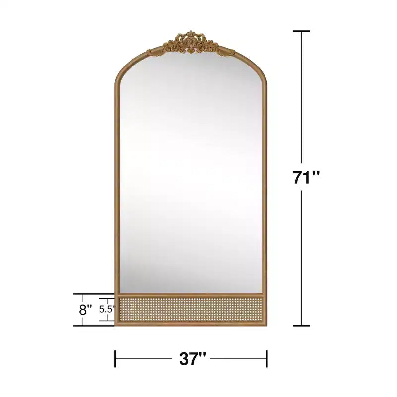 Massivholz Geschnitzter Ganzkörperspiegel 180x93cm Braun