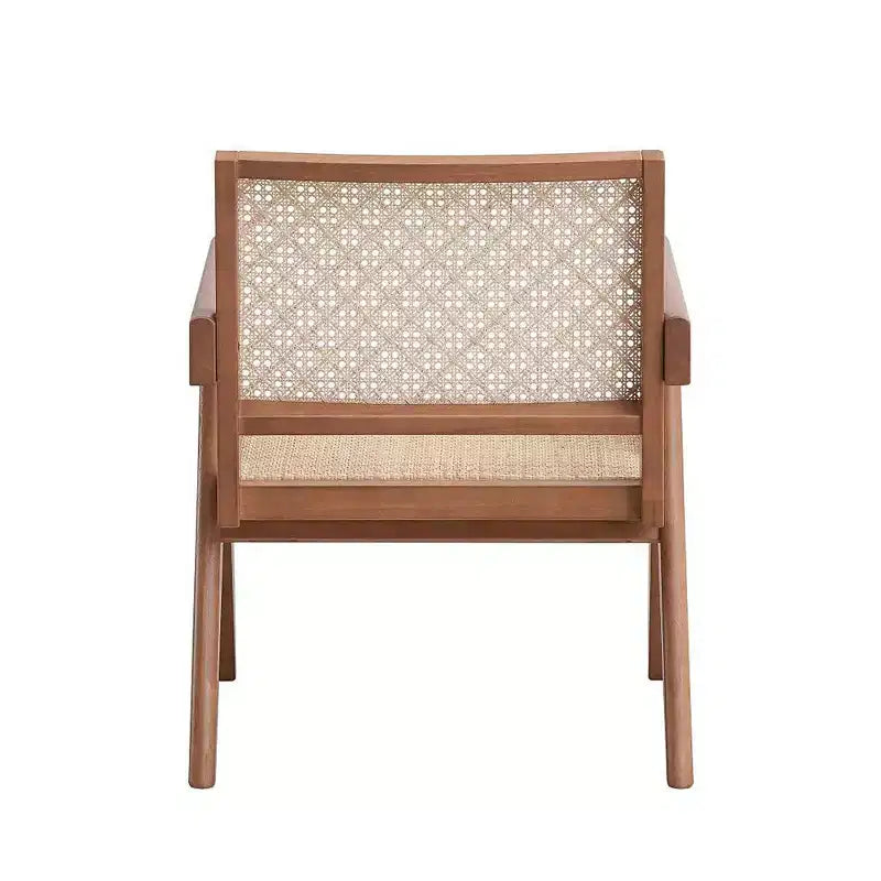Rattan and Wood Accent Chair 32"H Natural