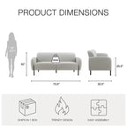Chenille Polster-Dreisitzersofa mit Metallfüßen 186.7 cm B