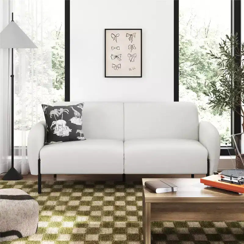 Chenille Upholstered 3-Seater Sofa with Metal Legs 73.5"W