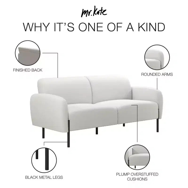 Chenille Upholstered 3-Seater Sofa with Metal Legs 73.5"W