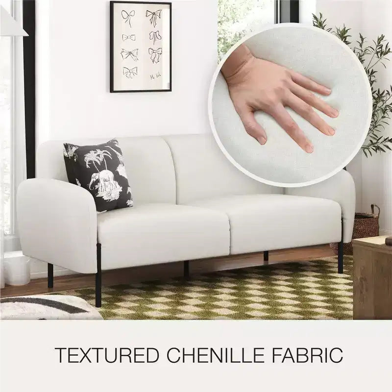 Chenille Polster-Dreisitzersofa mit Metallfüßen 186.7 cm B