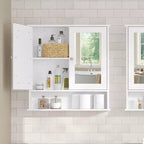 Badezimmerschrank aus MDF zur Wandmontage mit 2 Spiegeltüren 75x65 cm