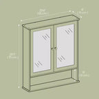 Badezimmerschrank aus MDF zur Wandmontage mit 2 Spiegeltüren 75x65 cm