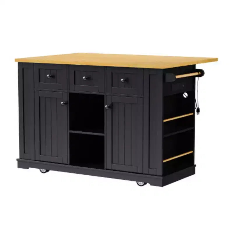 MDF Rolling Kitchen Island with Drop Leaf 53''