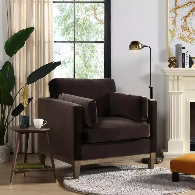 Samtbezogener Landhaus-Sessel 36 Zoll