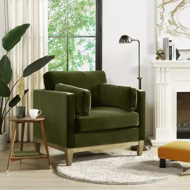 Samtbezogener Landhaus-Sessel 36 Zoll