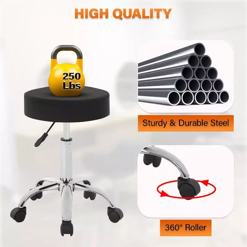 Metal Swivel Rolling Stool with Adjustable Height