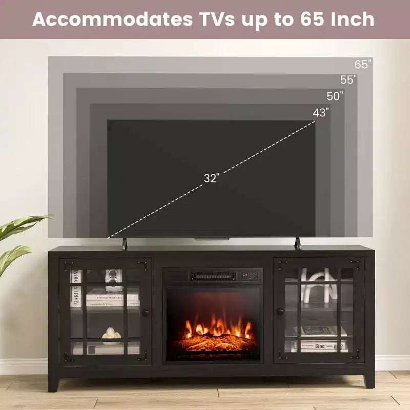 MDF-Kamin-TV-Ständer mit elektrischem Einsatz 58 Zoll