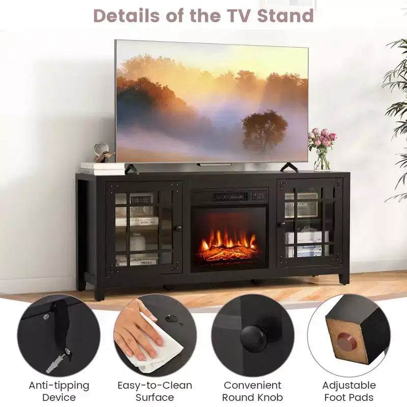 MDF-Kamin-TV-Ständer mit elektrischem Einsatz 58 Zoll