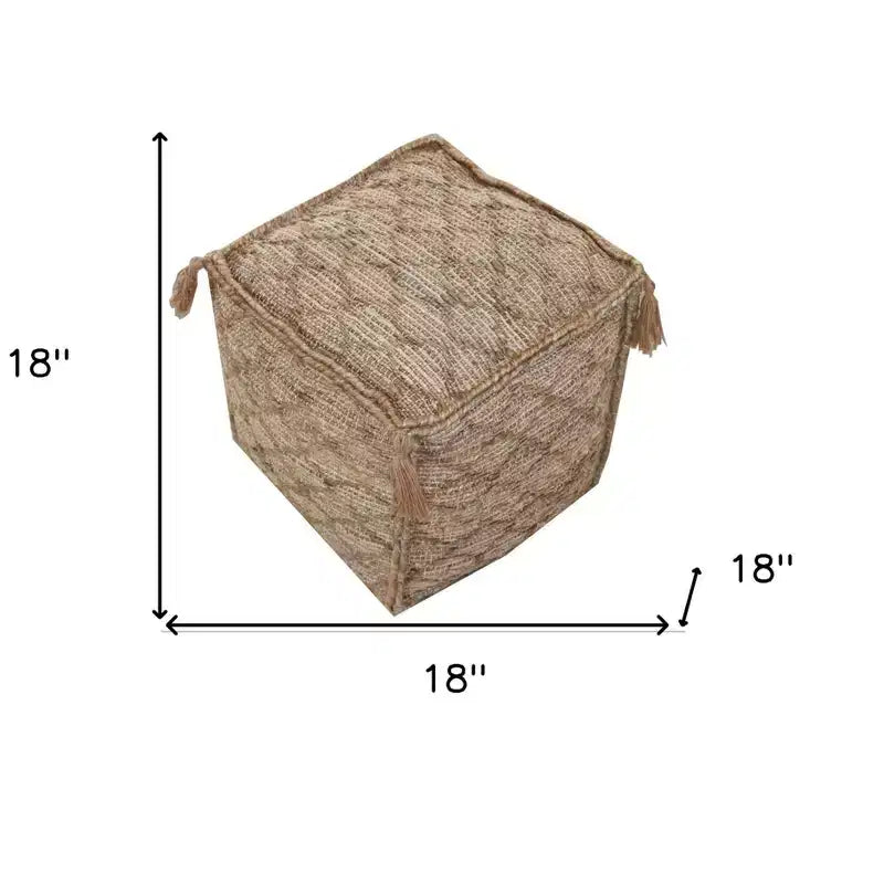 Jute-Würfel-Sitzhocker mit Quasten 45,7 cm