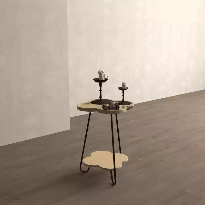 Runder Beistelltisch aus Holz und Metall, 2-stöckig, 61 cm