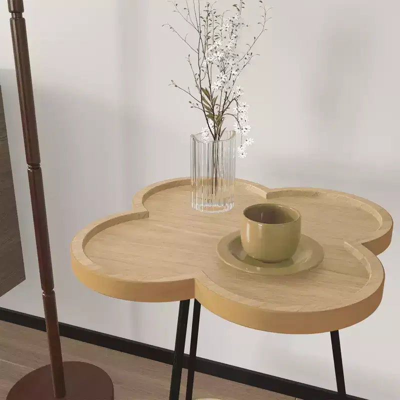Runder Beistelltisch aus Holz und Metall, 2-stöckig, 61 cm