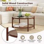 Couchtisch aus Holz und Rattan mit Glasplatte 79 cm
