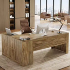 Lantine 70.87 L-Shaped Executive Desk, Large Office Computer Table with File Cabinet