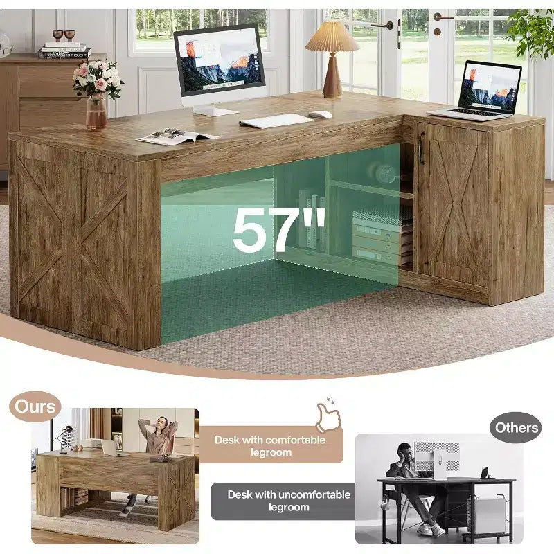 MDF L-förmiger Chefschreibtisch mit Aktenschrank 180 cm