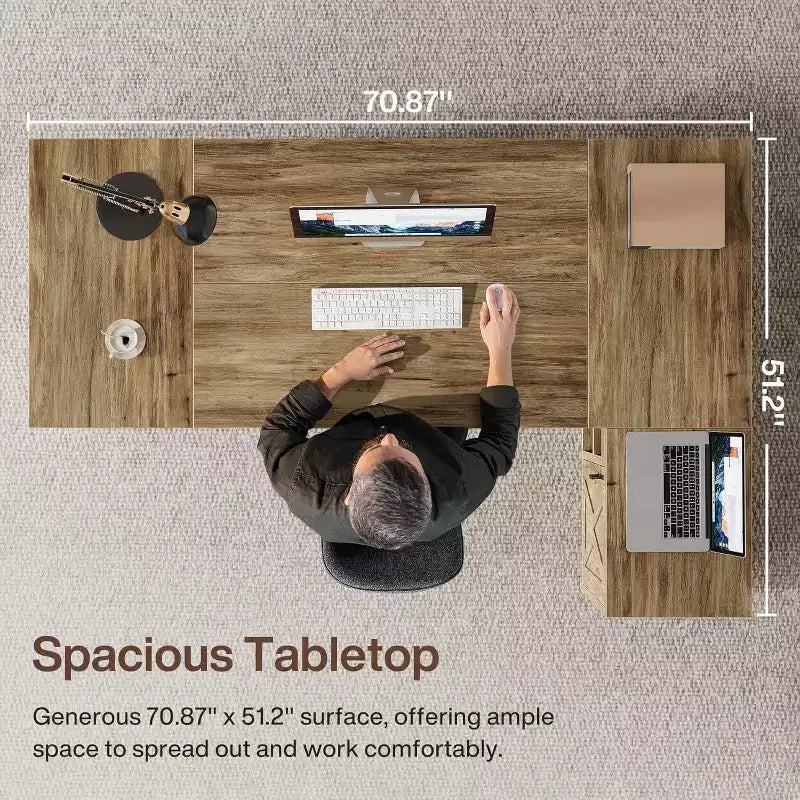 MDF L-förmiger Chefschreibtisch mit Aktenschrank 180 cm