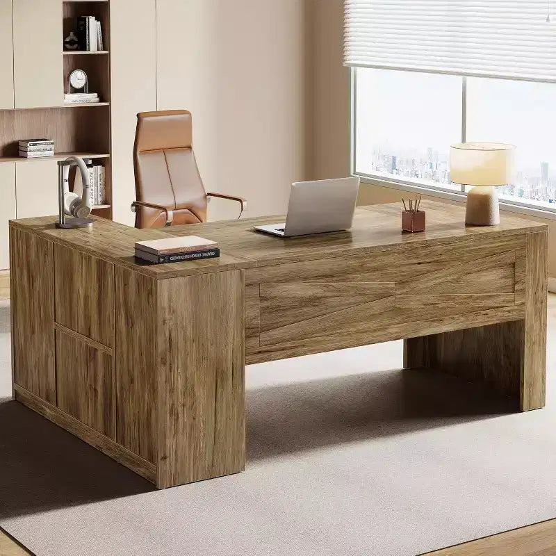 MDF L-förmiger Chefschreibtisch mit Aktenschrank 180 cm