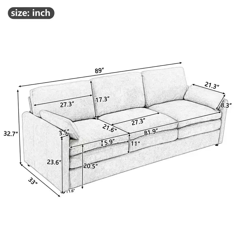Chenille Polster-3-Sitzer-Sofa 226 cm
