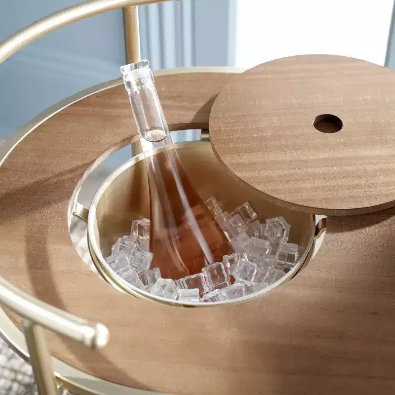 Servierwagen Eisen 2-stöckig mit Flaschenkühler 87 cm