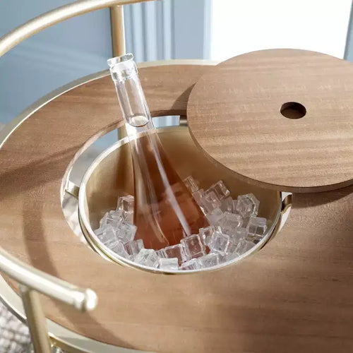 Servierwagen Eisen 2-stöckig mit Flaschenkühler 87 cm