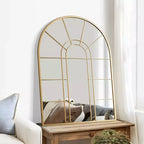 Doppelter Eisenbogen Goldgitter Wandspiegel 41.3''x27.6''