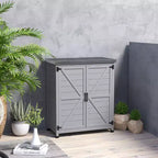 Tannenhölzernes Outdoor-Aufbewahrungsschrank mit Metallplatte 92 cm