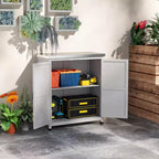 Tannenhölzernes Outdoor-Aufbewahrungsschrank mit Metallplatte 92 cm