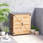 Tannenhölzernes Outdoor-Aufbewahrungsschrank mit Metallplatte 92 cm
