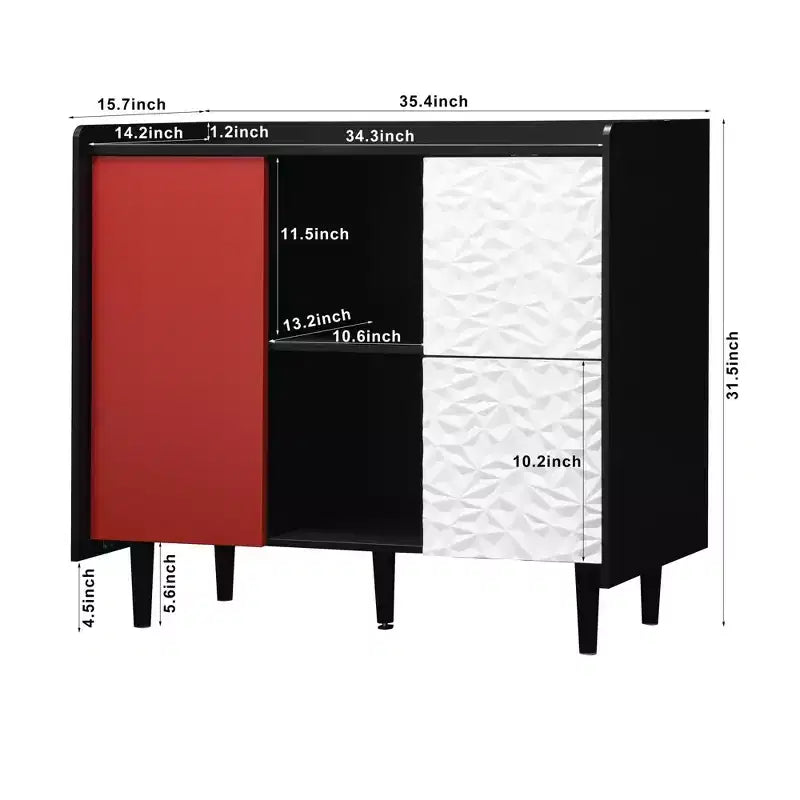 MDF-Sideboard mit 2 Schubladen und offenen Fächern, 90 cm