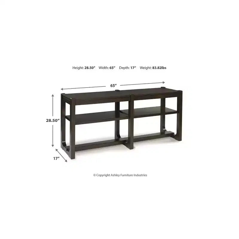 Hardwood Console Table with Adjustable Shelves 65''