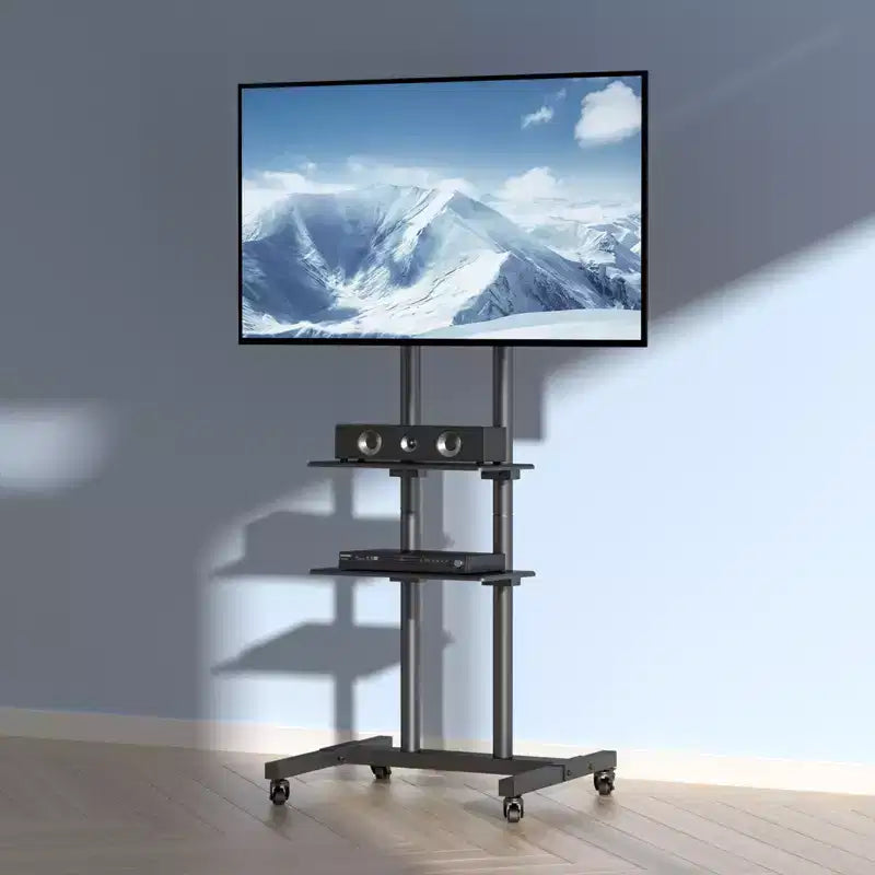 Mobiles TV-Standfuß aus Stahl mit Rollen 67 Zoll