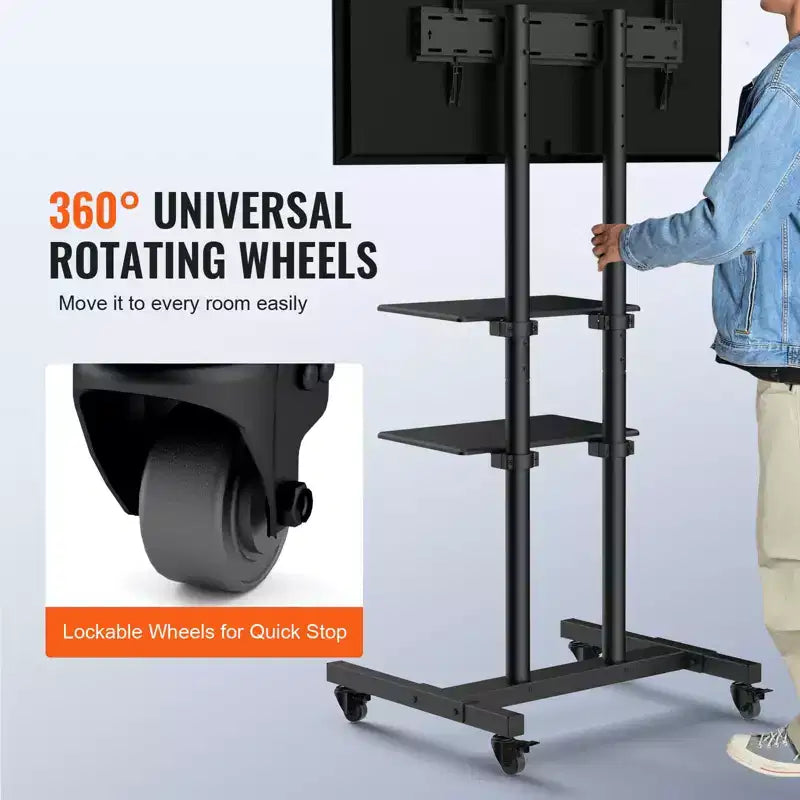 Steel Mobile TV Stand with Wheels 67''