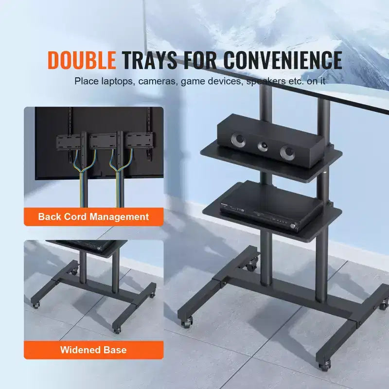Steel Mobile TV Stand with Wheels 67''