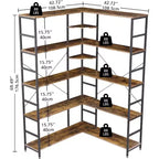 Bücherregal aus MDF und Metall, 5 Etagen, L-förmig, Eckregal, 176,5 cm hoch